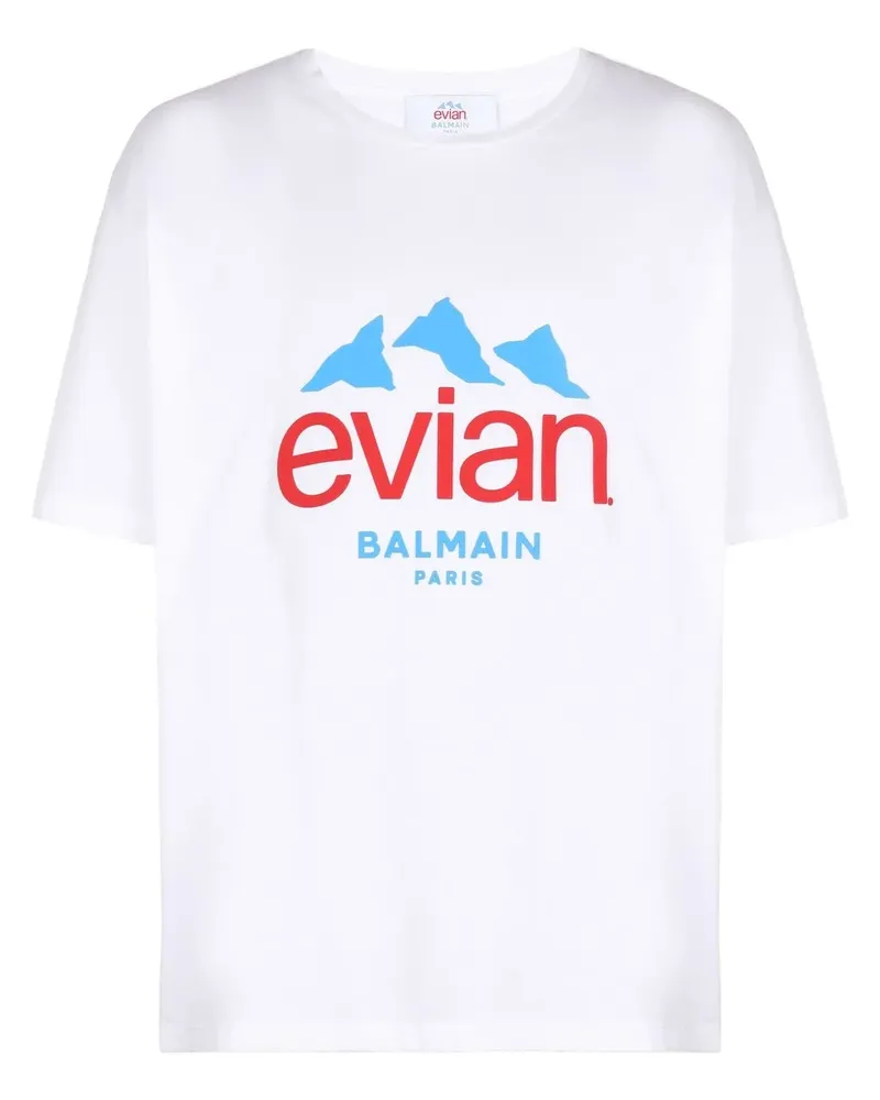 Balmain x Evian T-Shirt mit Logo-Print - Weiß Weiß