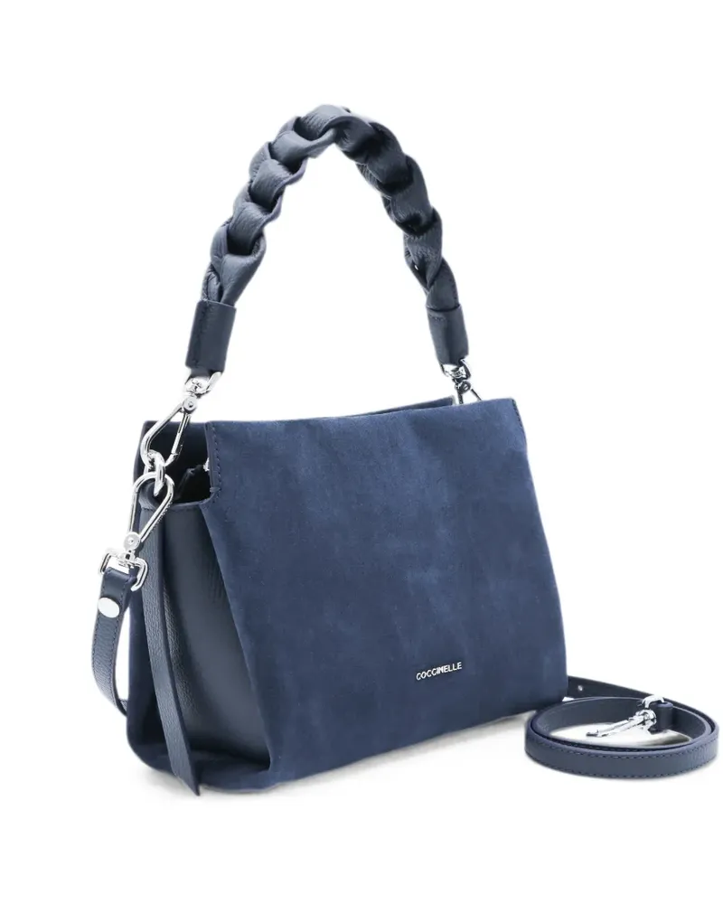 Coccinelle braided-handle suede-detail shoulder bag - Blau Blau
