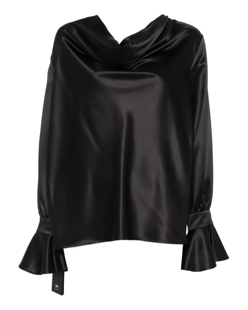 Pinko Filipa Bluse mit Wasserfallkragen - Schwarz Schwarz