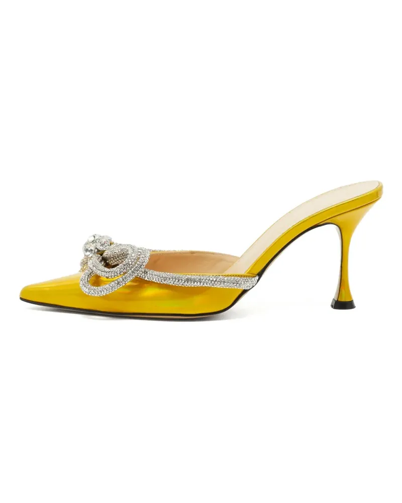 Mach & Mach Double Bow Mules aus Lackleder - Gelb Gelb