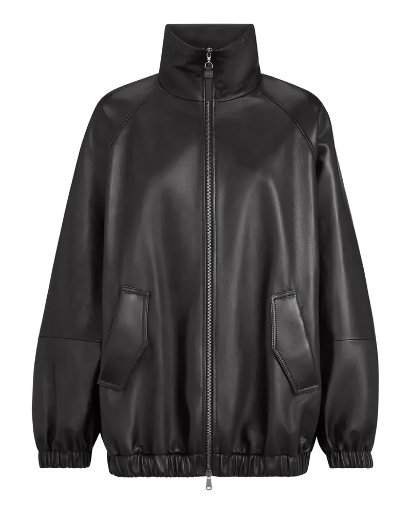 Brunello Cucinelli Bomberjacke aus Nappaleder mit Monili - Schwarz Schwarz