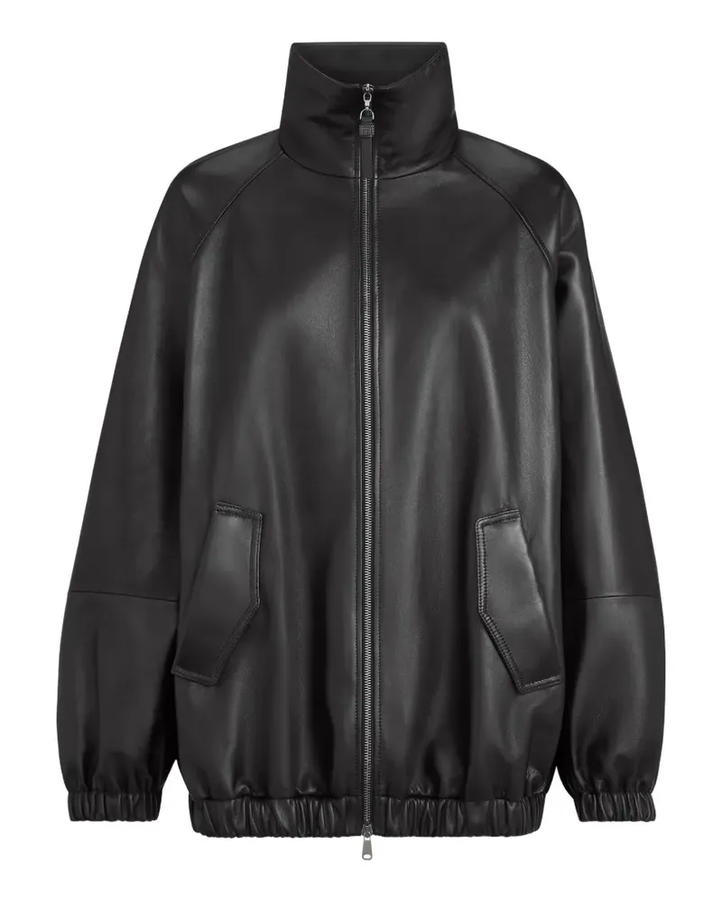 Brunello Cucinelli Bomberjacke aus Nappaleder mit Monili - Schwarz Schwarz