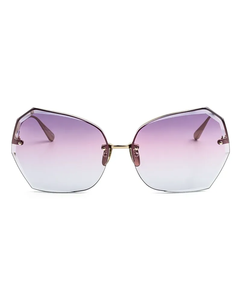Linda Farrow Sonnenbrille mit geometrischem Gestell - Gold Gold