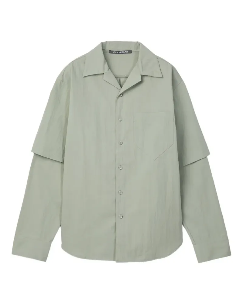 Camper Geknöpftes T-Shirt im Layering-Look - Grün Grün