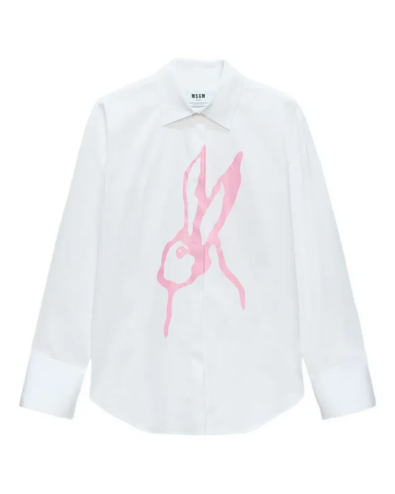 MSGM Hemd mit Hasen-Print - Weiß Weiß