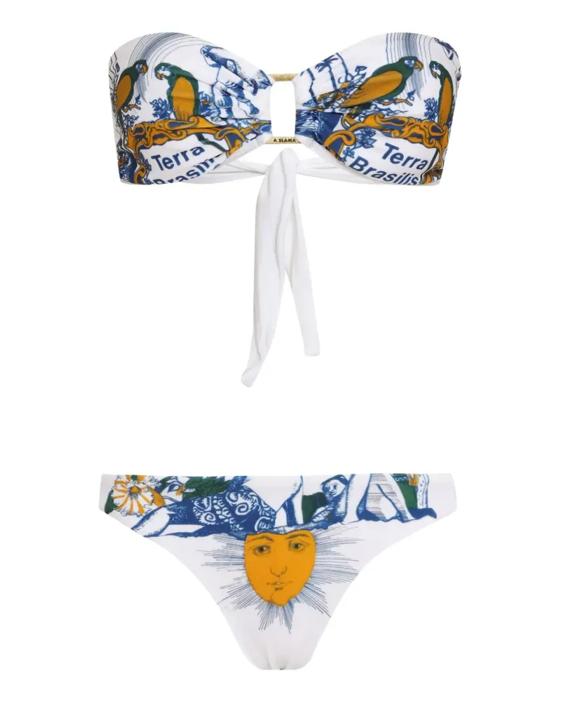 Amir Slama graphic knot detail bikini - Weiß Weiß