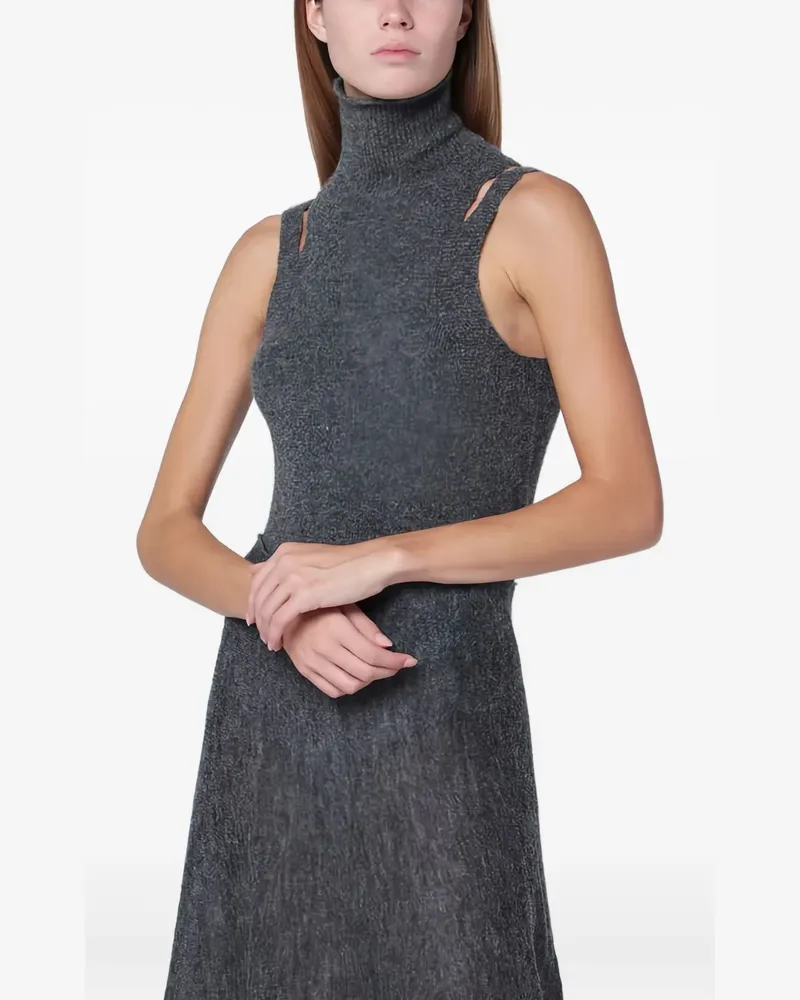 Roberto Collina Stricktop mit Stehkragen - Grau Grau