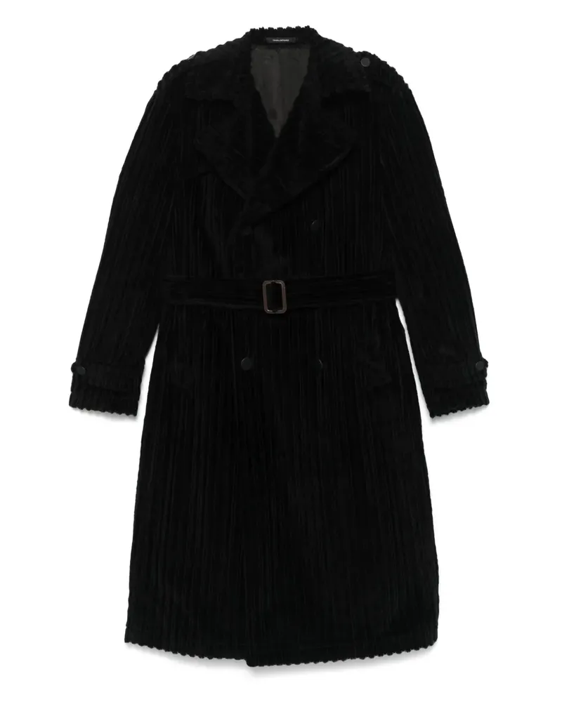 Tagliatore Gerippter Trenchcoat - Schwarz Schwarz