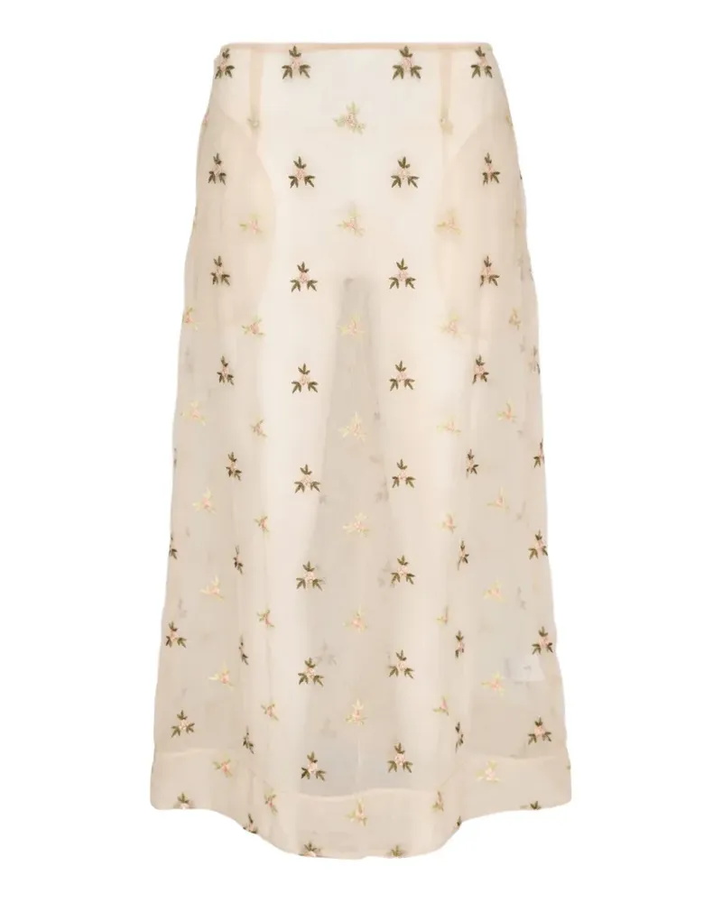 Simone Rocha Rosebud Midirock aus Tüll mit Stickerei - Nude Nude