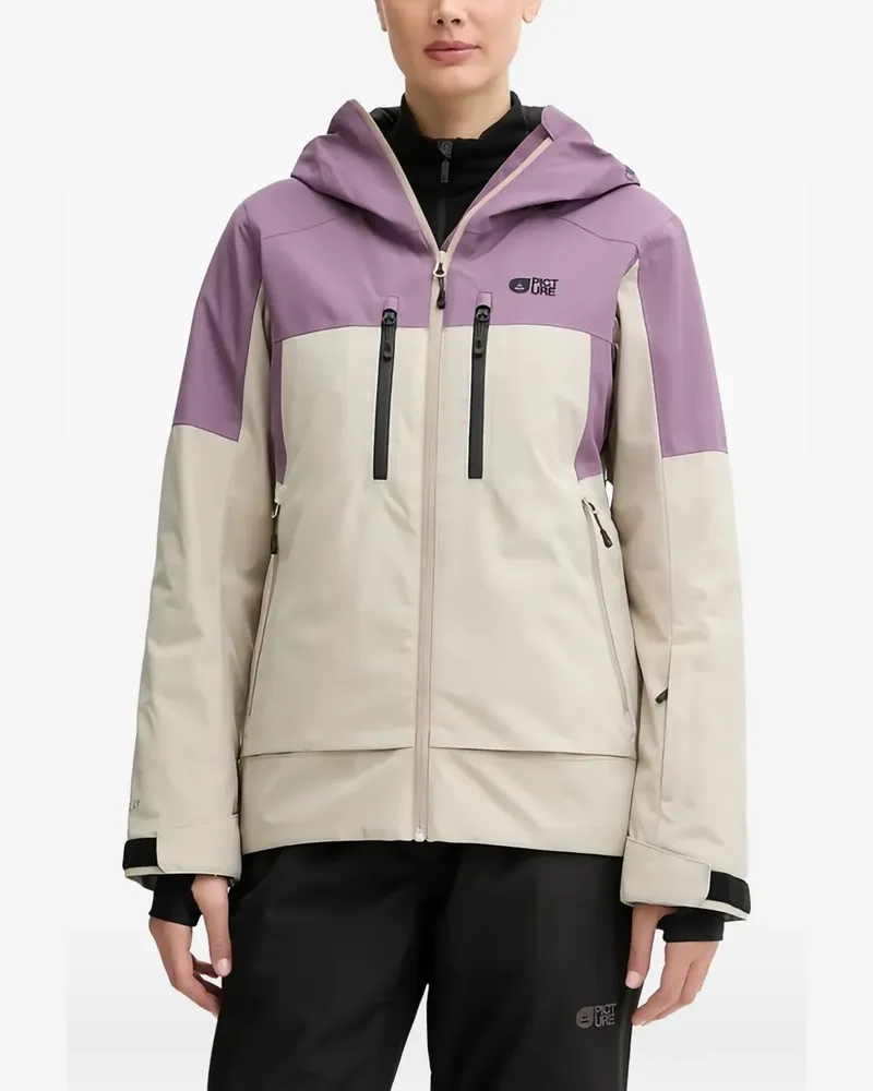 Picture block hooded skiwear - Nude Nude