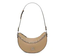 chain-link logo-plaque shoulder bag - Nude