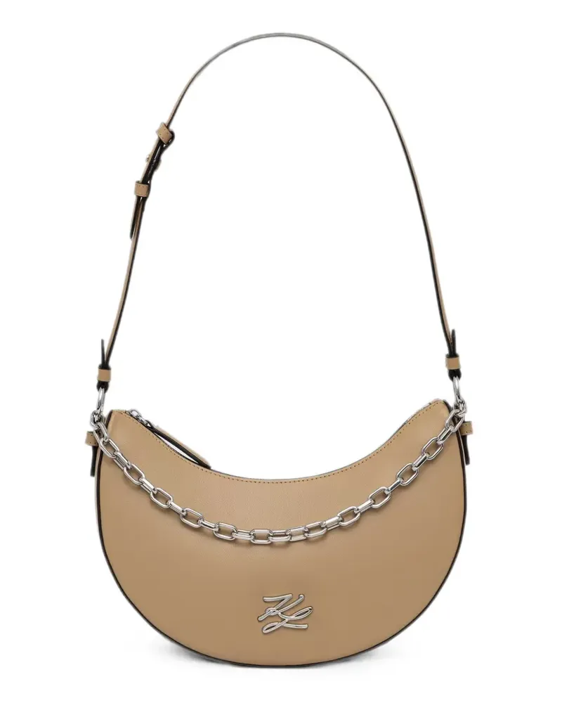 Karl Lagerfeld chain-link logo-plaque shoulder bag - Nude Nude