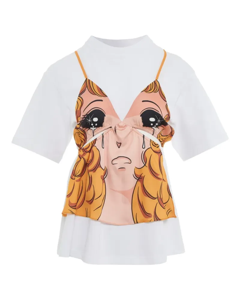 pushBUTTON T-Shirt im Layering-Look - Weiß Weiß