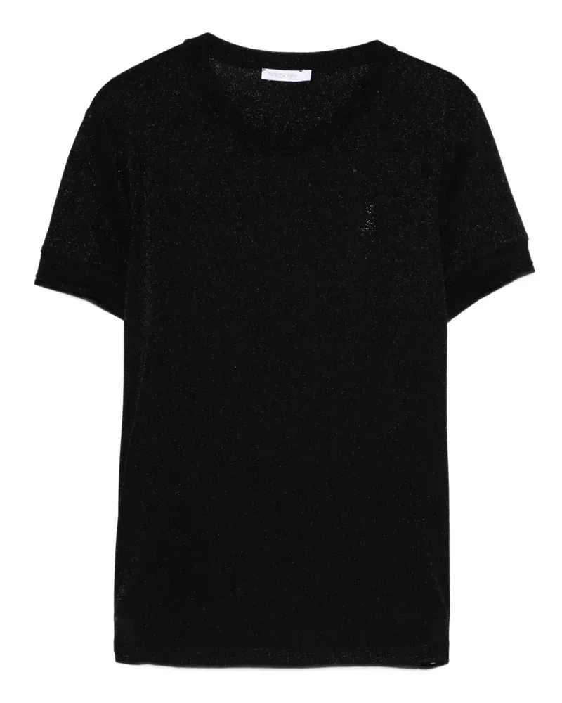 Patrizia Pepe T-Shirt aus Feinstrick - Schwarz Schwarz