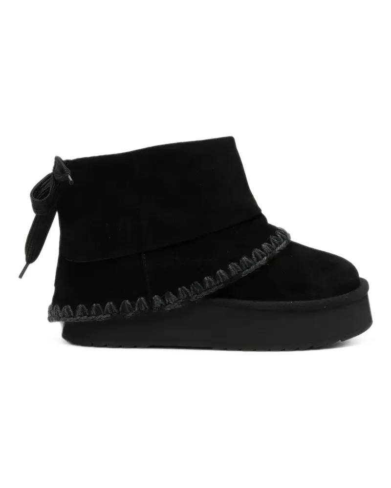 Mou Stiefel mit gehäkeltem Besatz - Schwarz Schwarz