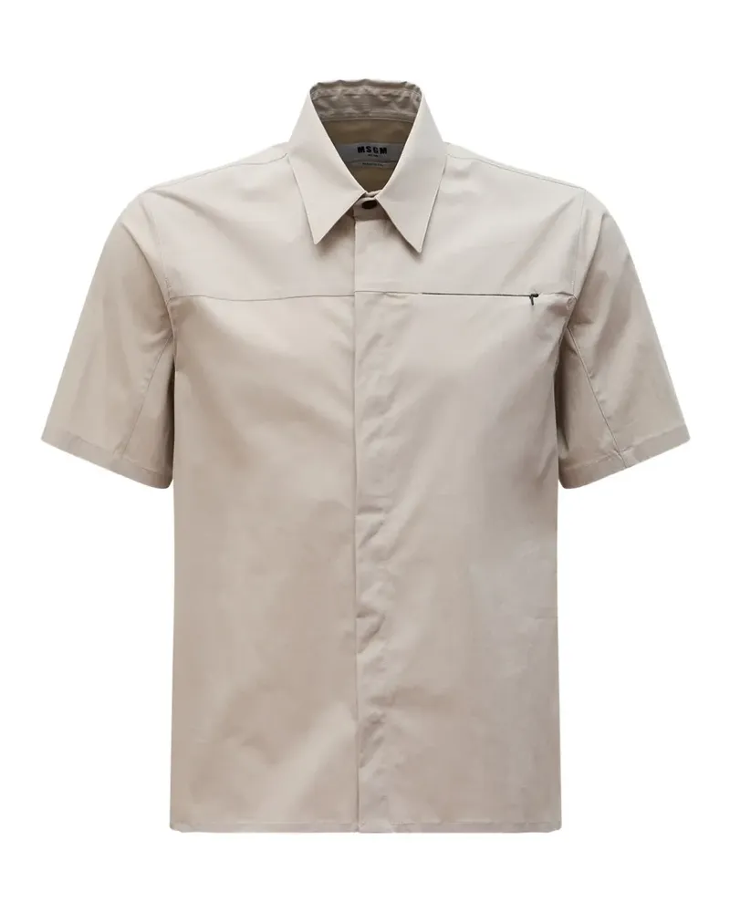 MSGM zip-pocket logo-print cotton shirt - Grau Grau