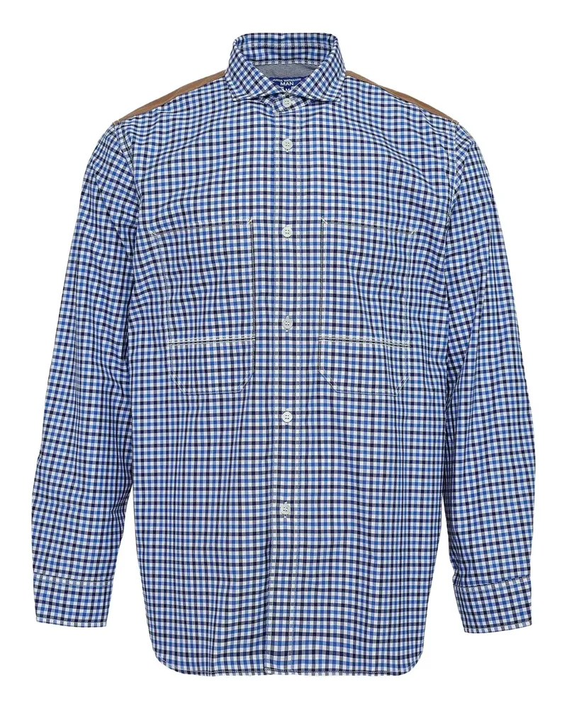 Junya Watanabe Flanellhemd im Patchwork-Look - Blau Blau