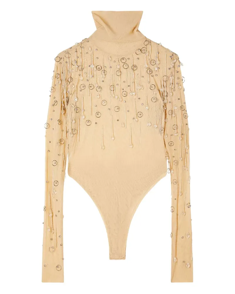 Patrizia Pepe Body mit Perlen - Nude Nude