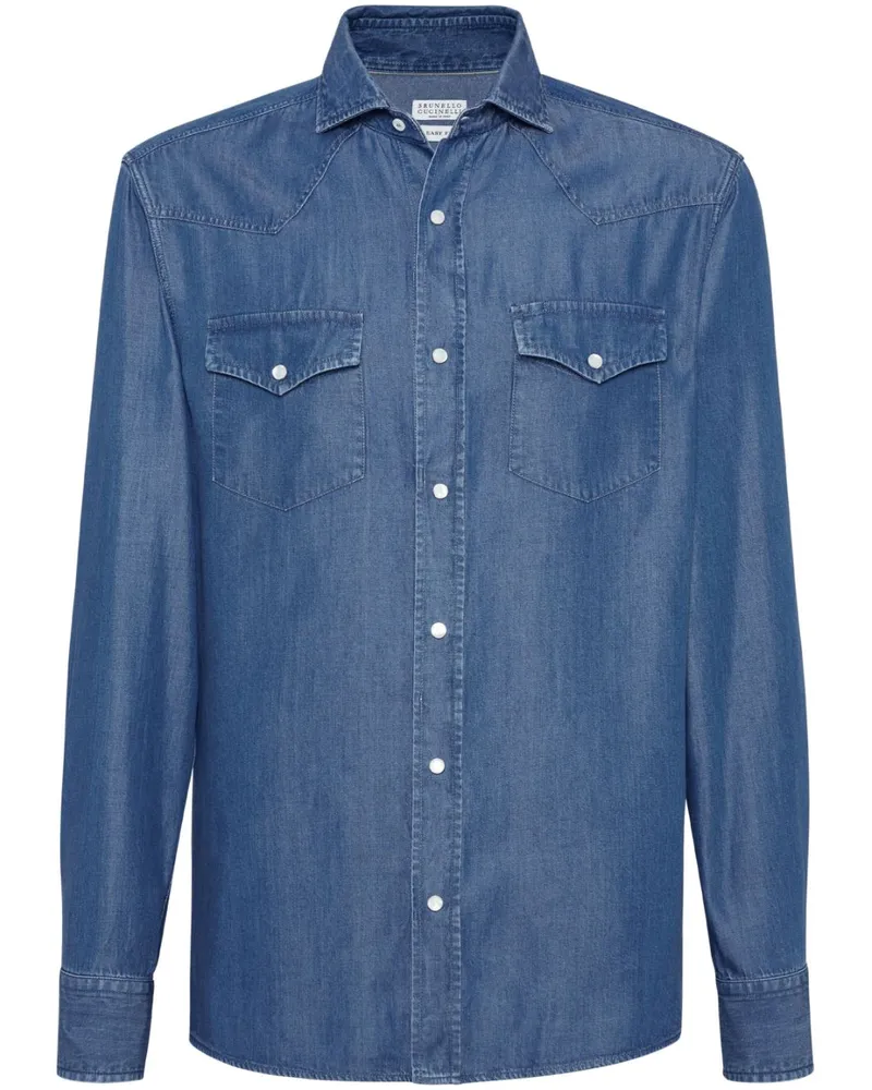 Brunello Cucinelli Klassisches Jeanshemd - Blau Blau