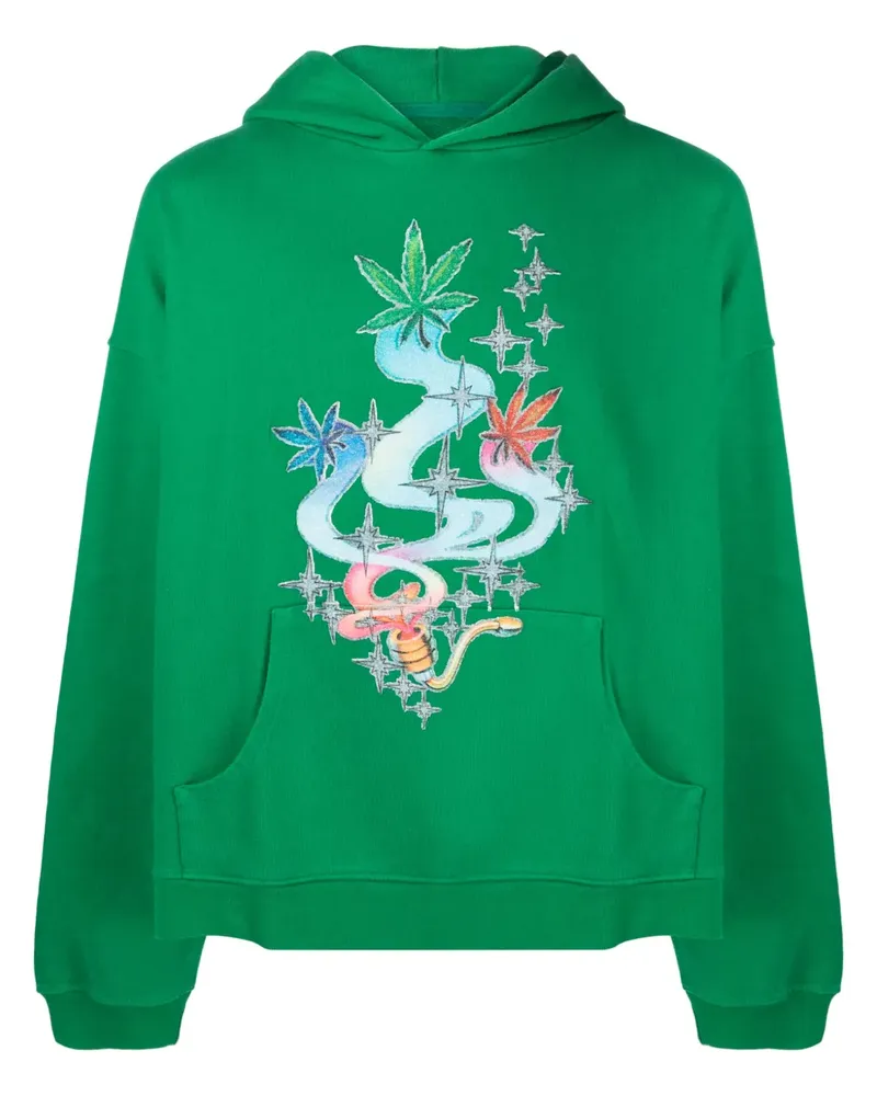 ERL Hoodie mit Blatt-Print - Grün Grün