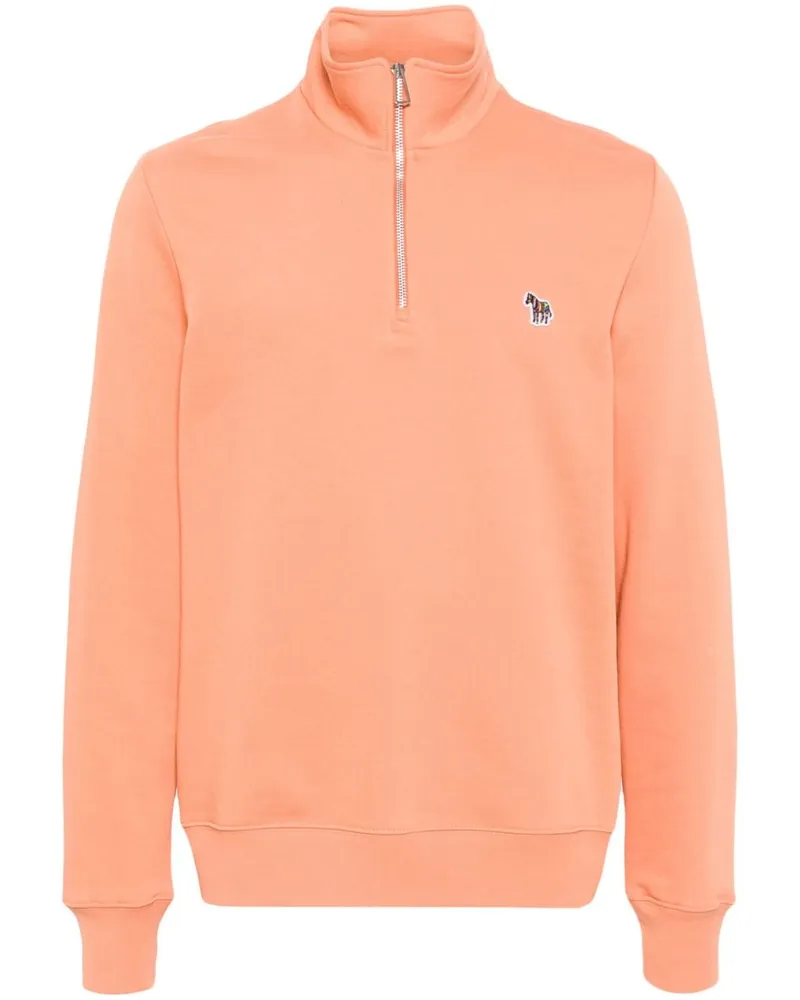 Paul Smith Half-Zip-Sweatshirt mit Zebra-Patch Orange