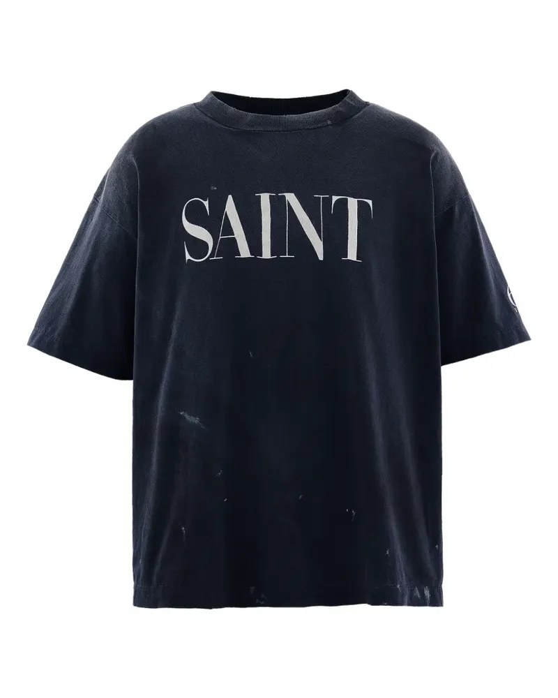 SAINT MXXXXXX distressed logo-print T-shirt - Schwarz Schwarz