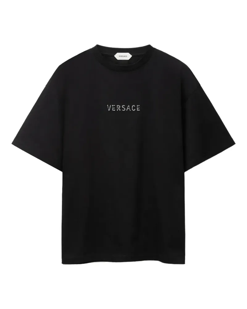 Versace embroidered-logo cotton-jersey regular t-shirt - Schwarz Schwarz