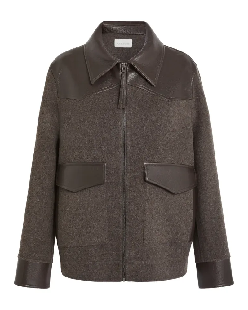 P.A.R.O.S.H. P.A.R.O H. leather-trimmed zip-up jacket - Braun Braun