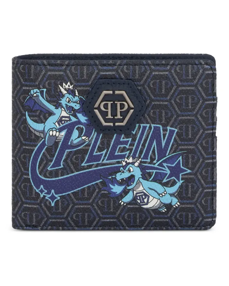 Philipp Plein Portemonnaie mit Monogramm und Drachenmotiv - Schwarz Schwarz