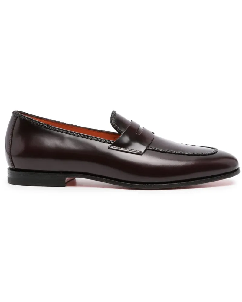 Santoni Loafer mit Glanzoptik - Braun Braun