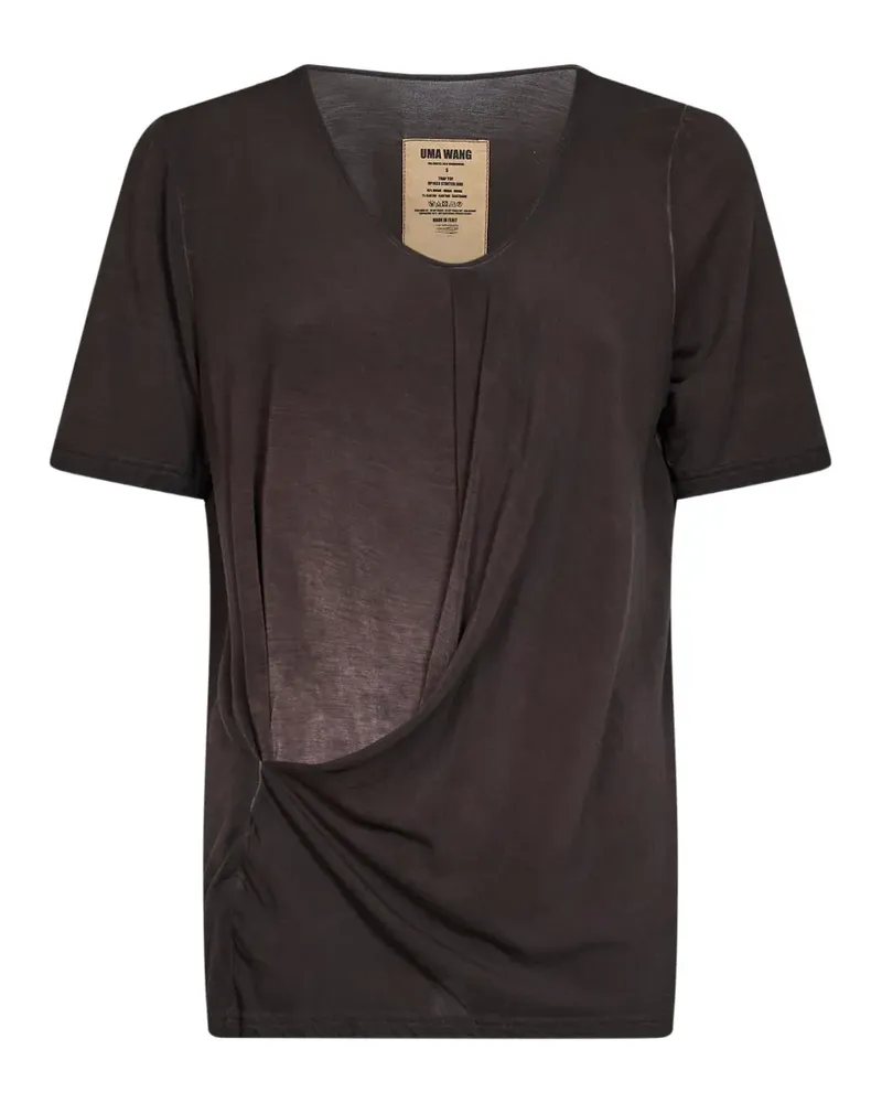 Uma Wang Trap asymmetric draped T-shirt - Braun Braun