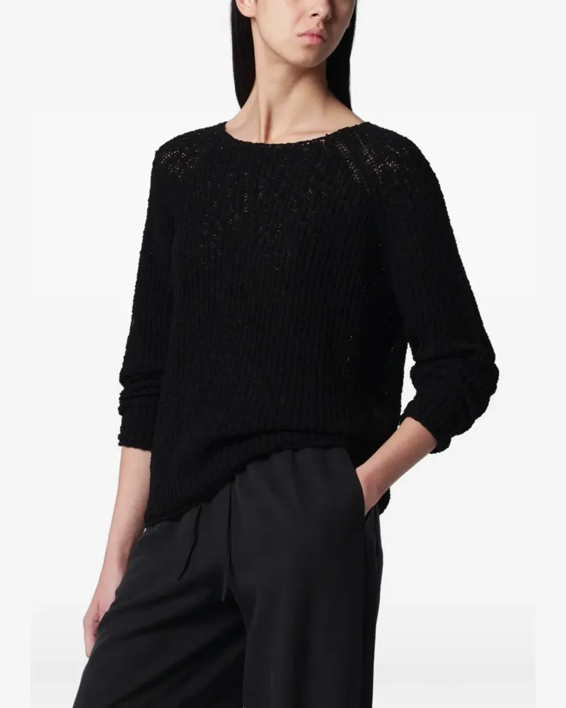 Dunst crochet-knit crew-neck sweater - Schwarz Schwarz