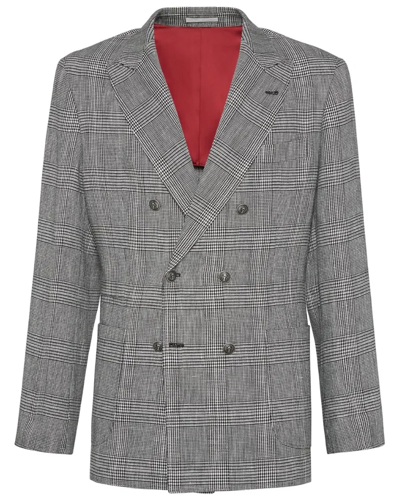 Brunello Cucinelli Sakko mit Prince of Wales-Karo - Schwarz Schwarz