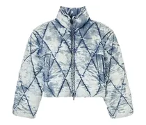 Gesteppte Jacke mit Acid-Wash-Effekt - Blau