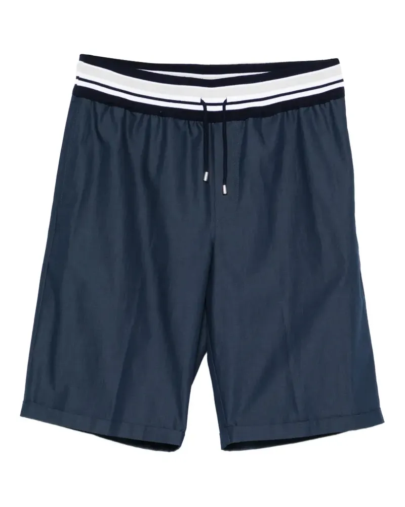 PANICALE Cashmere striped-detail drawstring shorts - Blau Blau