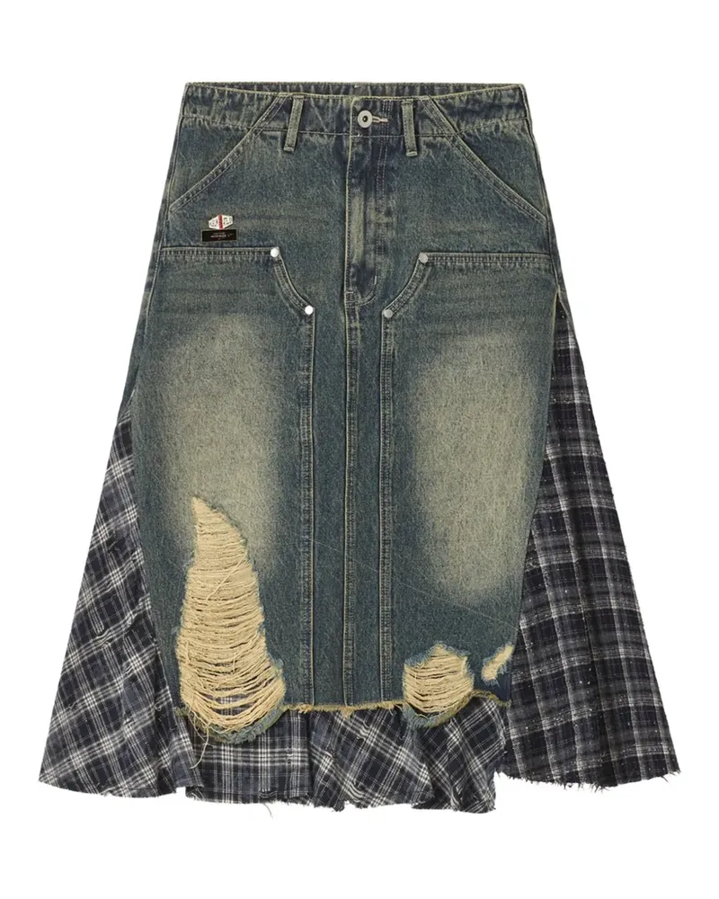 Musium Div. A-Linien-Rock im Distressed-Look - Blau Blau