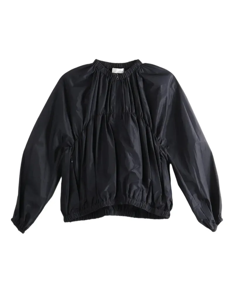 AMOMENTO gathered zip-up jacket - Schwarz Schwarz