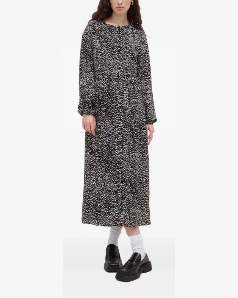 Marc O'Polo Midikleid mit Print - Schwarz Schwarz