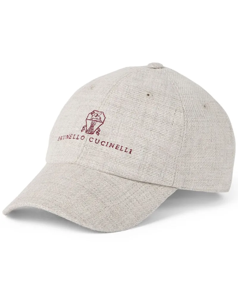 Brunello Cucinelli Baseballkappe aus Flanell mit Stickerei - Nude Nude