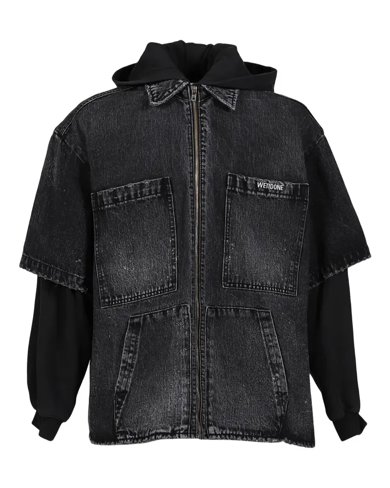 WE 11 DONE Jeansjacke im Layering-Look - Schwarz Schwarz