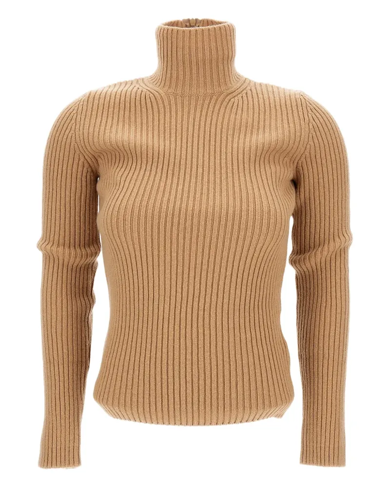 Max Mara Gerippter Rollkragenpullover - Nude Nude