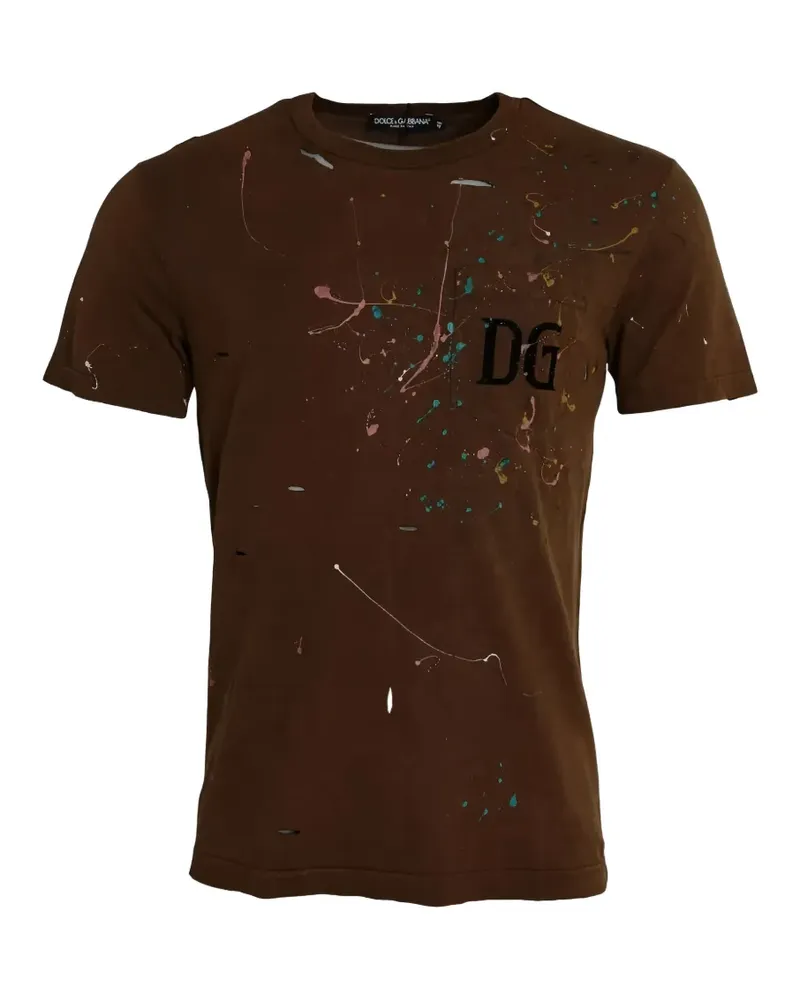 Dolce & Gabbana T-Shirt mit Farbklecks-Print - Braun Braun