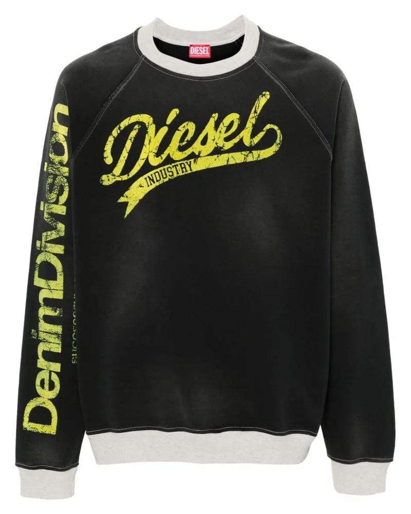 Diesel S-Roxt Sweatshirt mit geflocktem Logo Grau