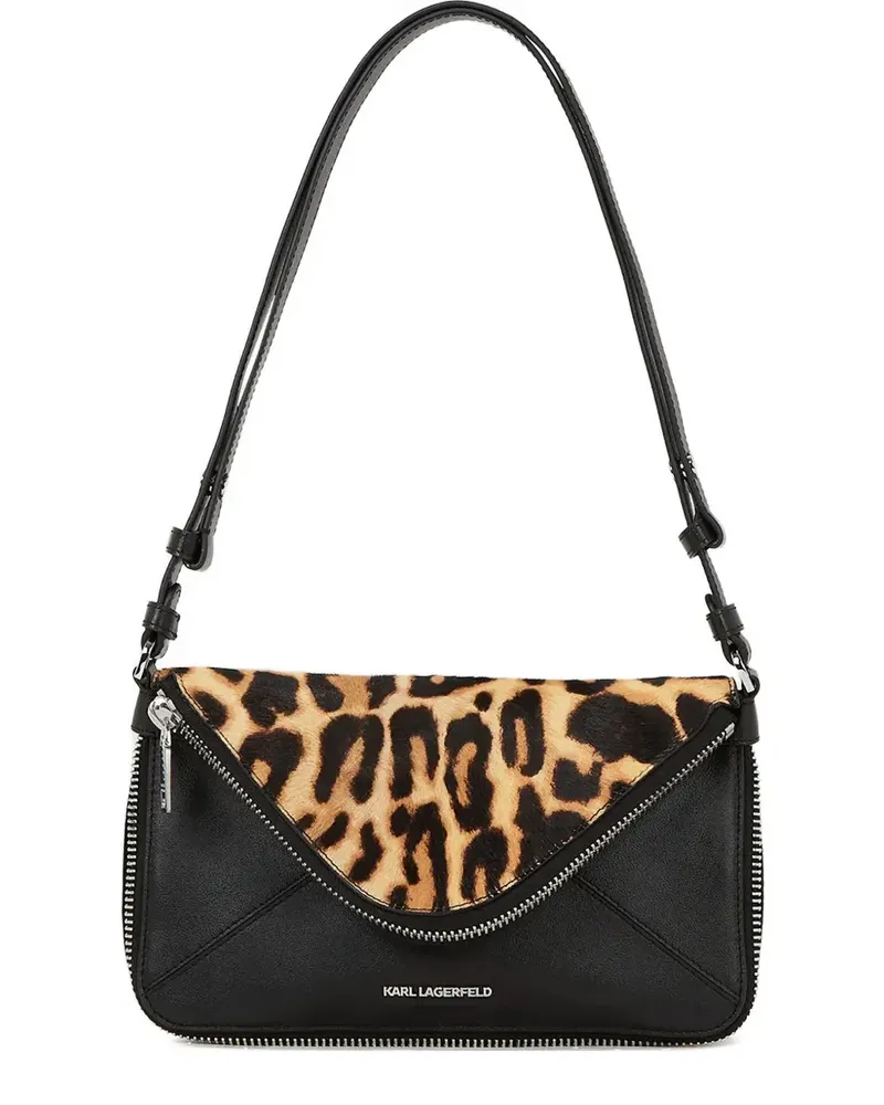 Karl Lagerfeld Schultertasche mit Leoparden-Print - Schwarz Schwarz