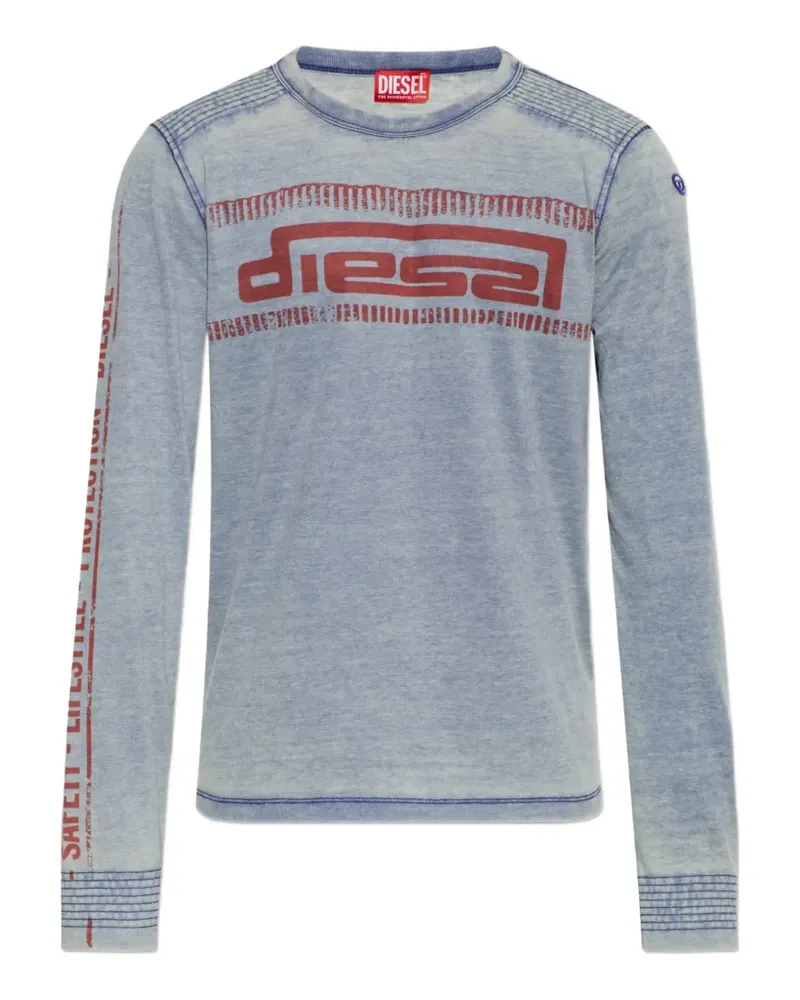 Diesel logo-print long-sleeve T-shirt - Blau Blau