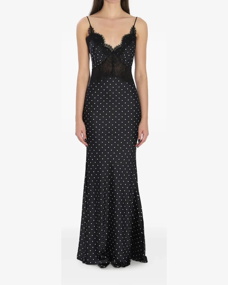 Self-Portrait Gepunktetes Maxikleid - Schwarz Schwarz