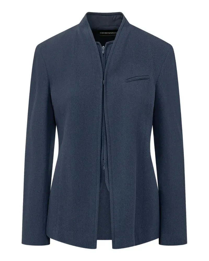 Emporio Armani Jacke mit Lätzchen aus Krepp-Gabardine Signature Capsule - Blau Blau