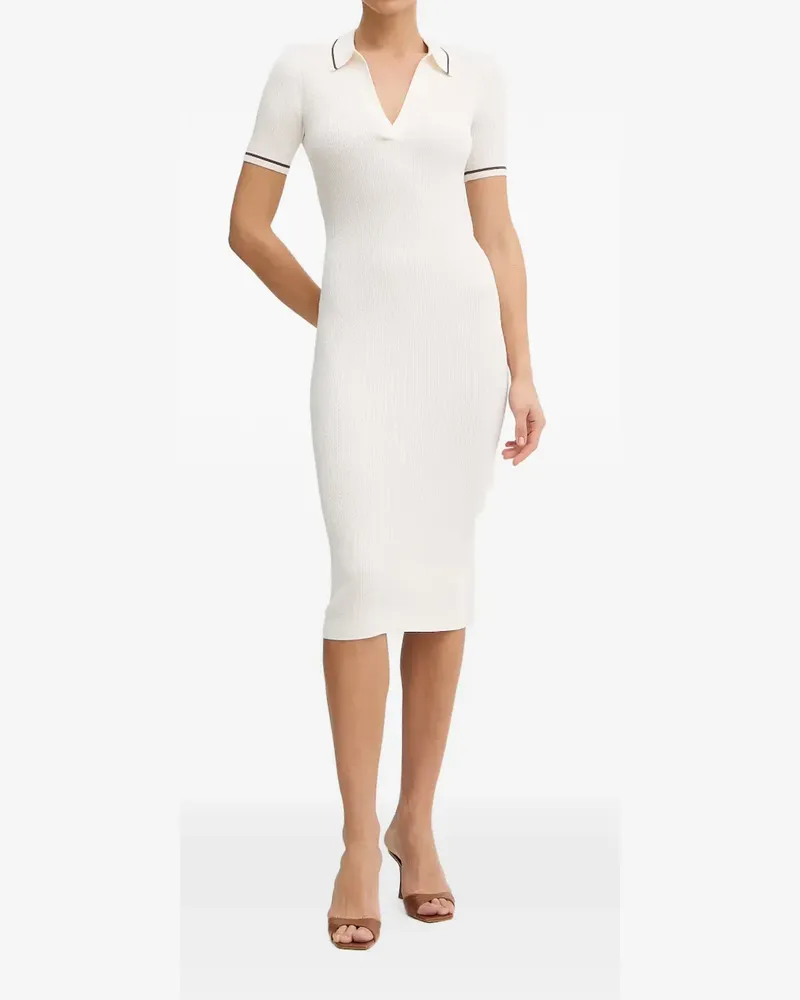 Armani Exchange cable-knit polo-collar midi dress - Weiß Weiß