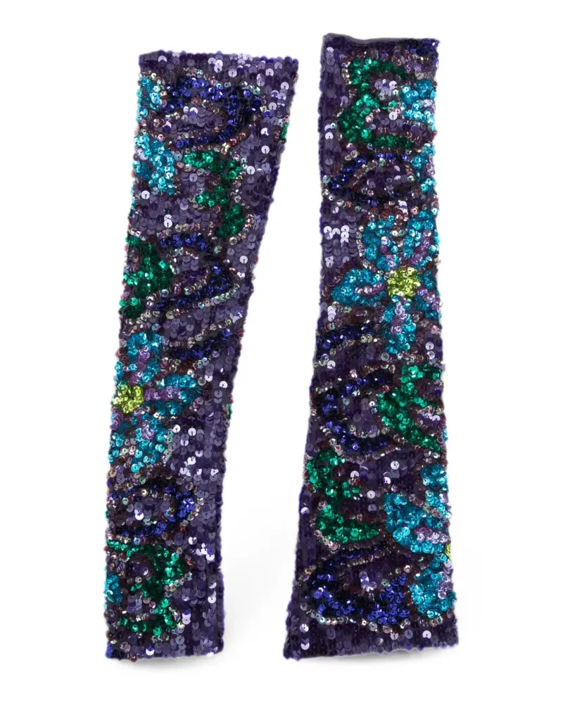 P.A.R.O.S.H. sequin-embellished floral-pattern gloves - Violett Violett