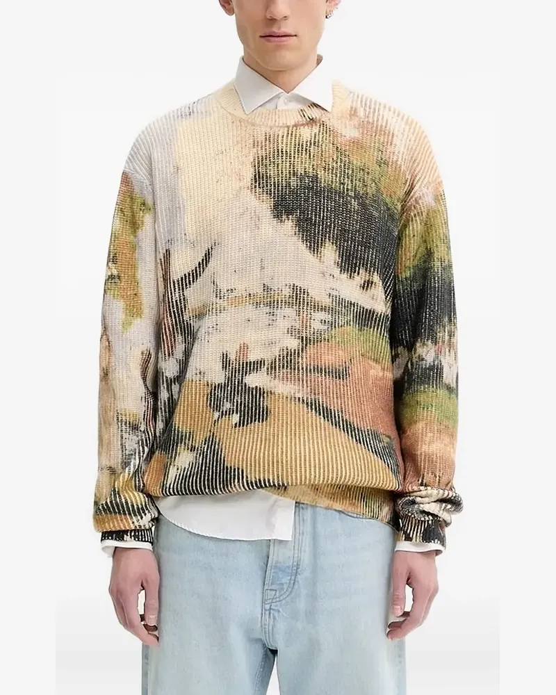 Desigual Gerippter Pullover mit Print - Nude Nude